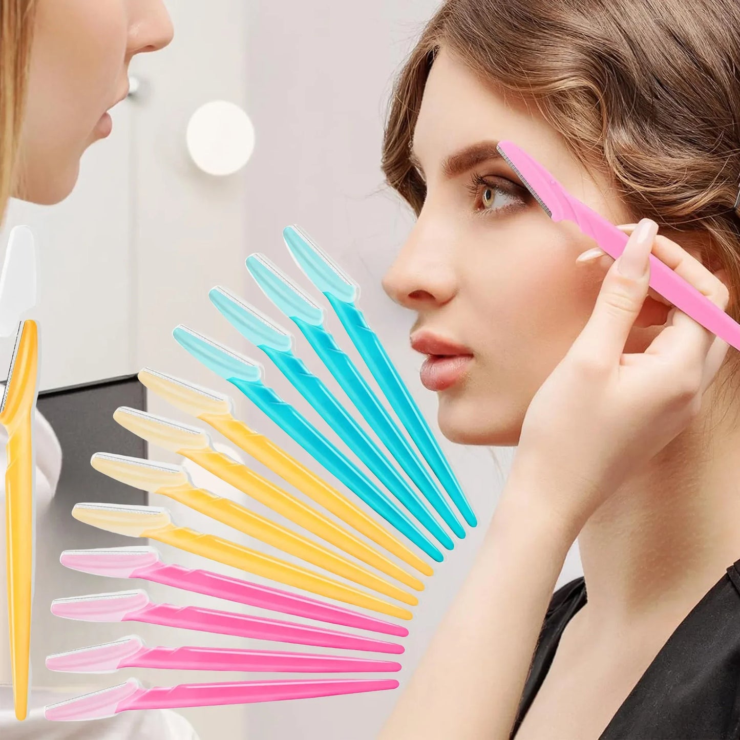 30Pcs/Bottle Eyebrow Razors With Container Facial Eye Brow
