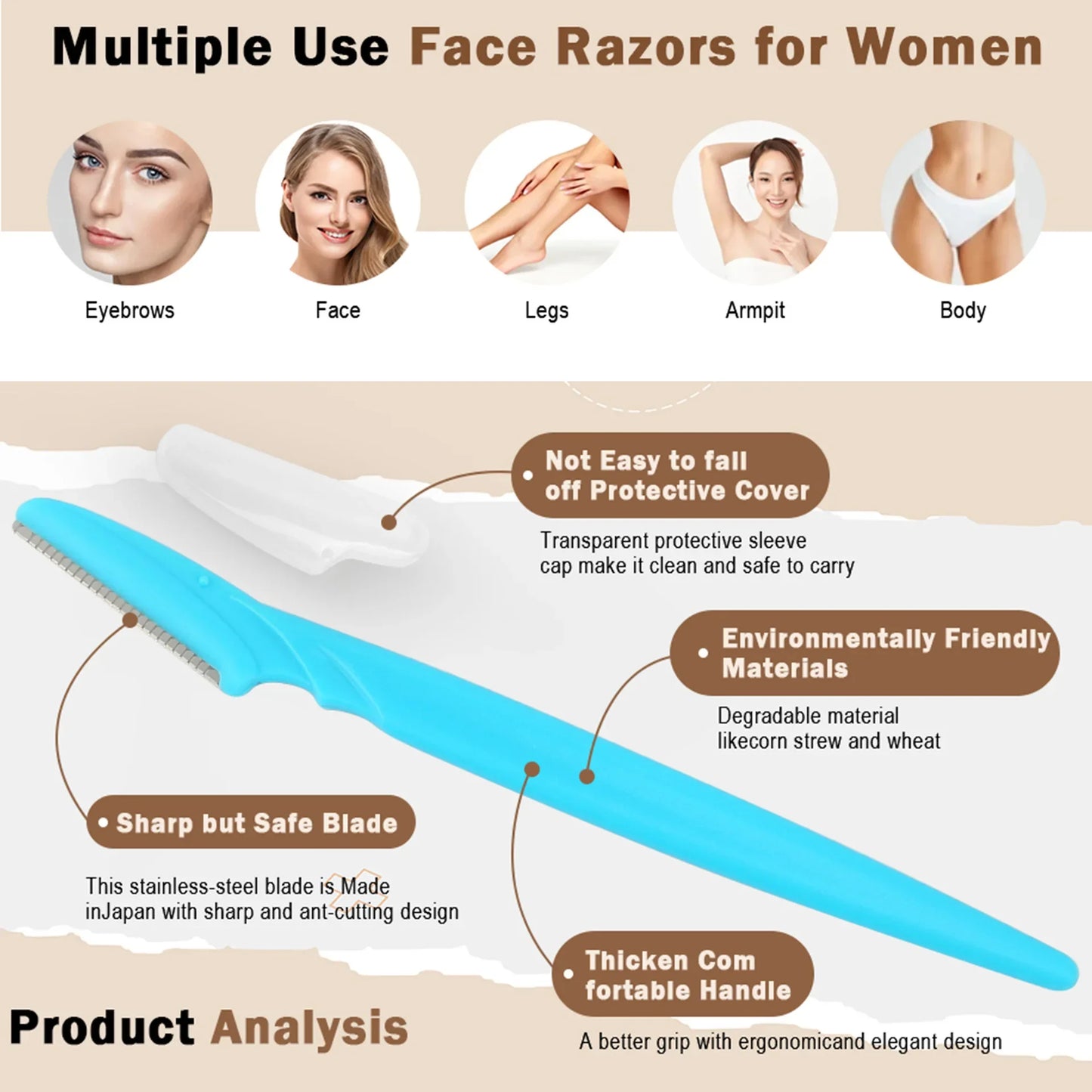 30Pcs/Bottle Eyebrow Razors With Container Facial Eye Brow
