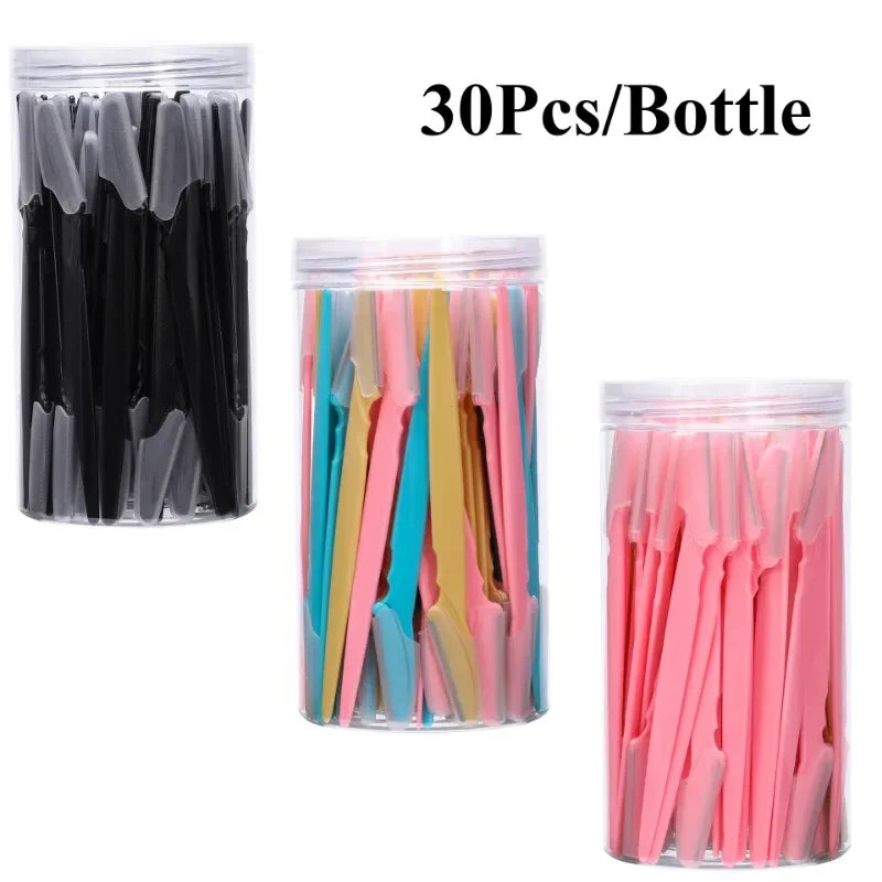 30Pcs/Bottle Eyebrow Razors With Container Facial Eye Brow
