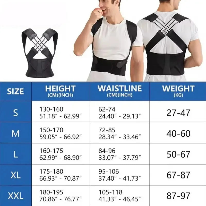 Posture Back Brace Adjustable Back Support Strap
